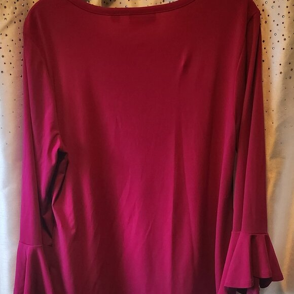 💗 Vintage New York & Co Bell-Sleeve Top – Hot Pink – Large - Picture 2 of 2